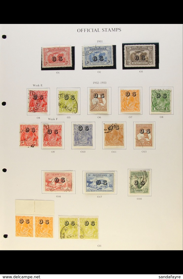 OFFICIALS 1931-3 "O S" USED OVERPRINTS, Complete Basic Run From Kingsford Smith Flights To 1s Green Lyrebird, SG O123-13 - Other & Unclassified