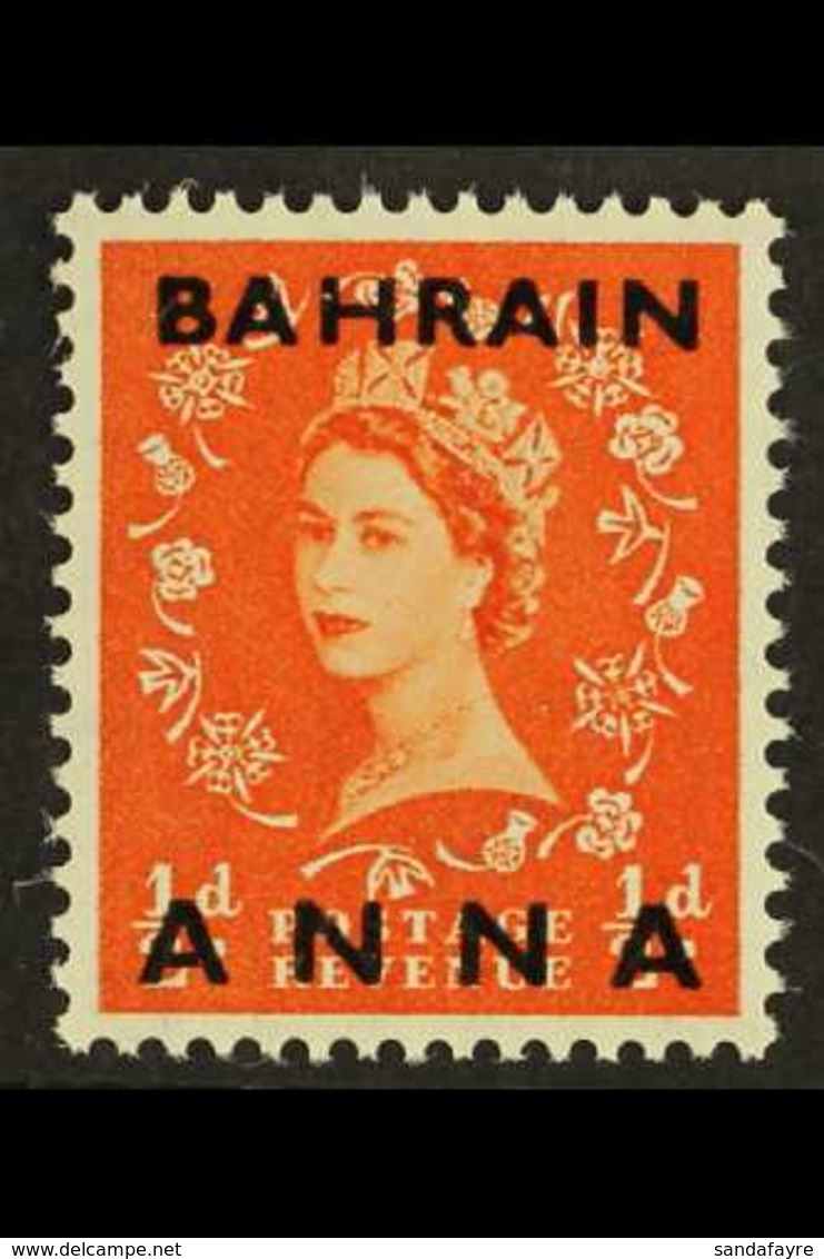 1952-54 ½a On ½d Orange-red FRACTION "½" OMITTED Variety, SG 80a, Very Fine Never Hinged Mint, Fresh. For More Images, P - Bahrain (...-1965)