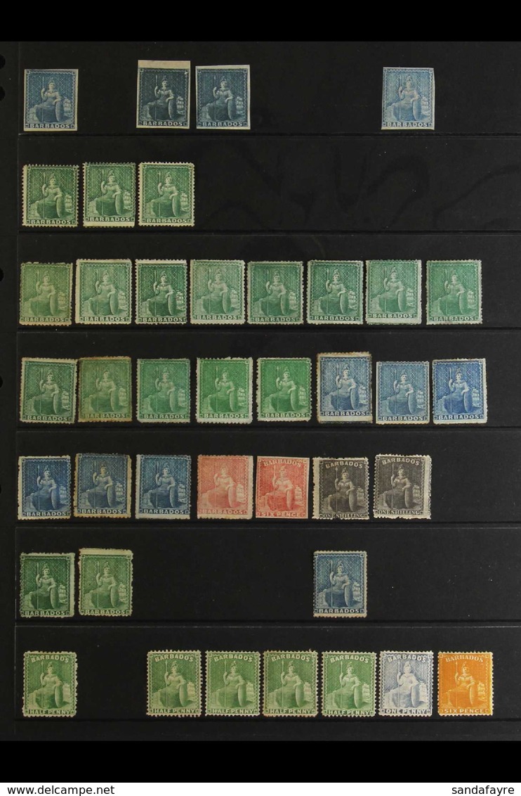 1852-1875 MINT & UNUSED COLLECTION On A Stock Page, Includes 1852-55 1d & (-) Slate-blue (x2), 1855-58 1d Unused, 1861 ½ - Barbados (...-1966)
