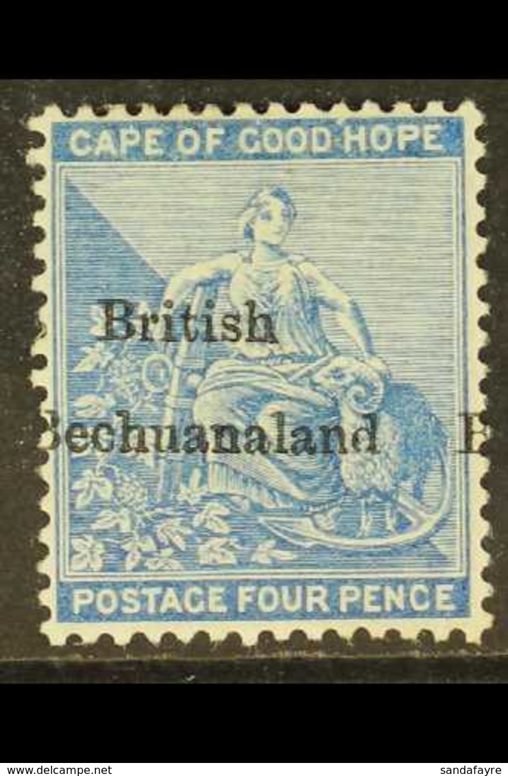 1885-7 4d Dull Blue, Wmk Crown CC, "British Bechuanaland" Ovpt Shifted Left, "B" Appears At Right Of Stamp, SG 3, Mint F - Other & Unclassified