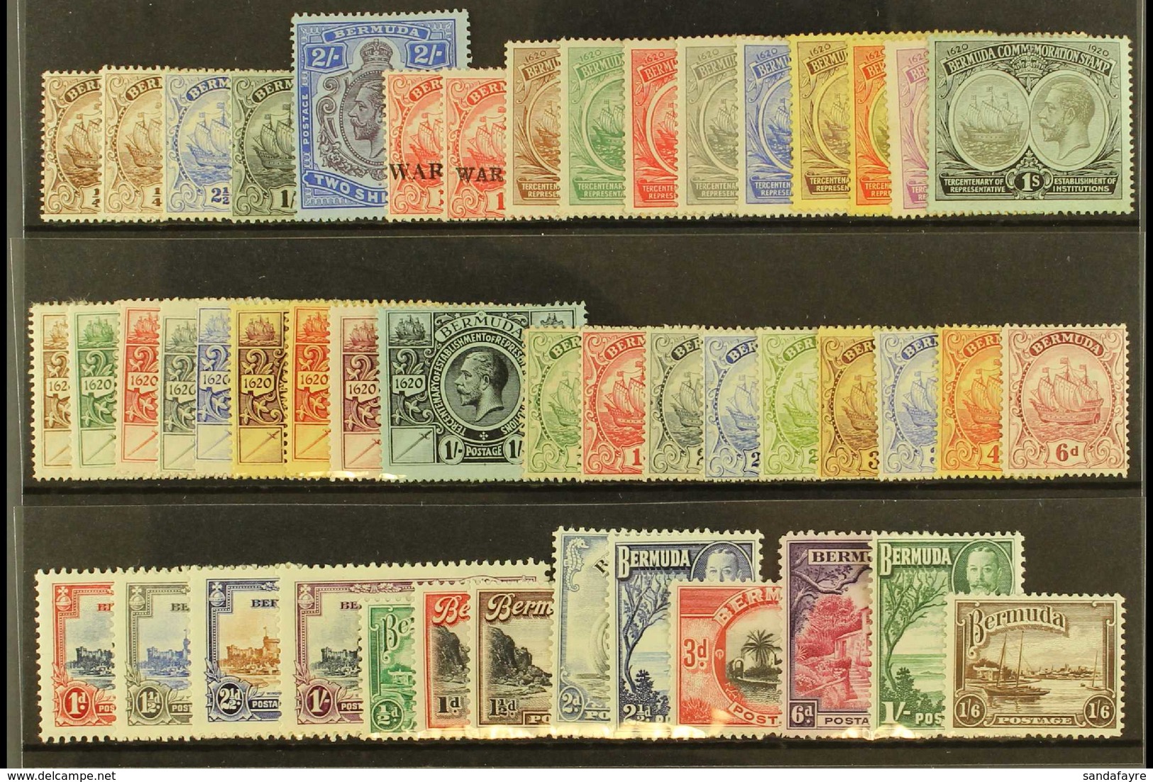 1910-36 MINT KGV COLLECTION Presented On A Stock Card. Includes 1920-21 & 1921 Tercentenary Sets (a Few Toned Perfs Seen - Bermuda