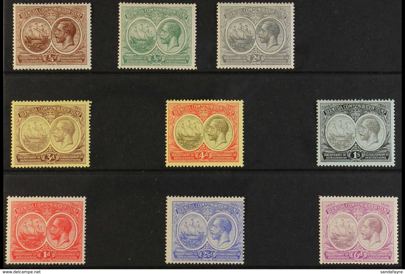 1920 Tercentenary Set, SG 59/67, Very Fine Mint (9 Stamps) For More Images, Please Visit Http://www.sandafayre.com/itemd - Bermuda