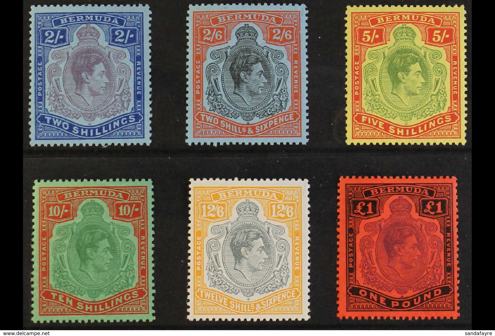 1938-53 KEY PLATE NHM COLLECTION Presented On A Stock Card That Includes One Perf 13 Example Of Each Value, 2s (SG 116e) - Bermuda