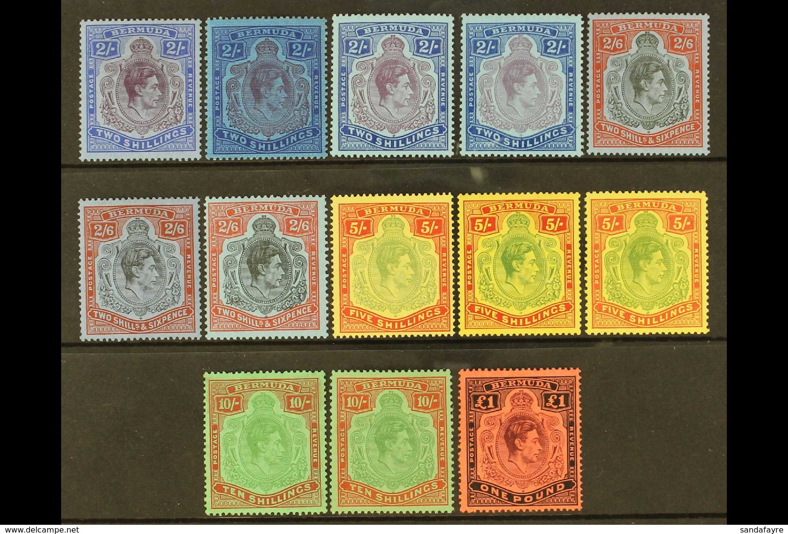 KING GEORGE VI KEY PLATES 1938-53 All Different Very Fine Mint Collection Of Shades And Papers With 2s (x4) Including SG - Bermuda