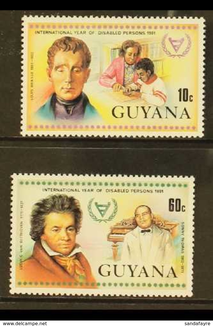 1981 International Year For Disabled Persons 10c And 60c, SG 857 & 859, WITHOUT SURCHARGES, Never Hinged Mint. (2 Stamps - Guyana (1966-...)