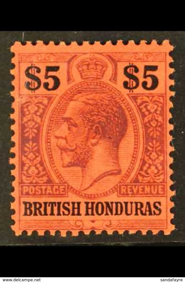 1913-21 $5 Purple & Black/red, SG 110, Very Fine Mint For More Images, Please Visit Http://www.sandafayre.com/itemdetail - British Honduras (...-1970)