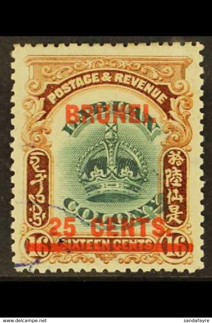 1906 25c On 16c Green And Brown, Overprinted On Labuan, SG 19, Very Fine Used. For More Images, Please Visit Http://www. - Brunei (...-1984)