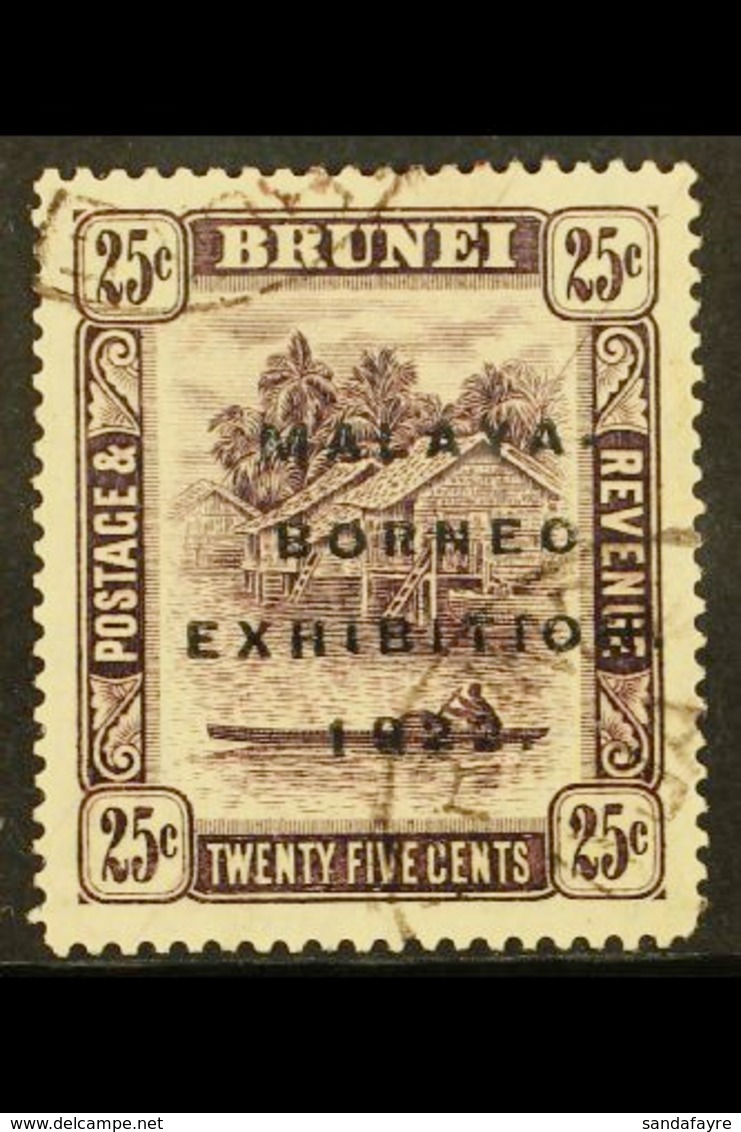 1922 25c Deep Dull Purple With SHORT "I" IN EXHIBITION Variety, SG 57a, Very Fine Used With The Variety Clear. For More  - Brunei (...-1984)