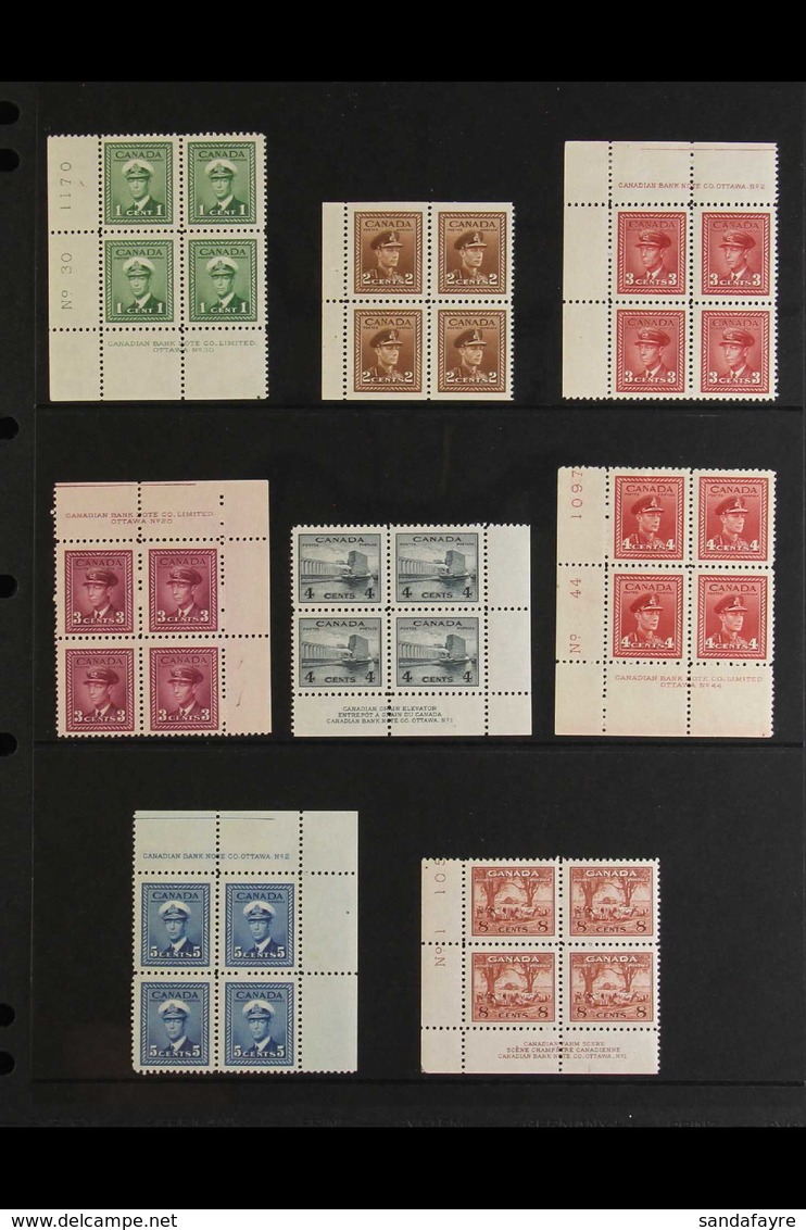 1942-48 WAR EFFORT - MINT/NHM BLOCKS OF 4. A Complete War Effort Set, SG 375/88, Mostly As Imprint Corner Blocks Of 4 (2 - Other & Unclassified