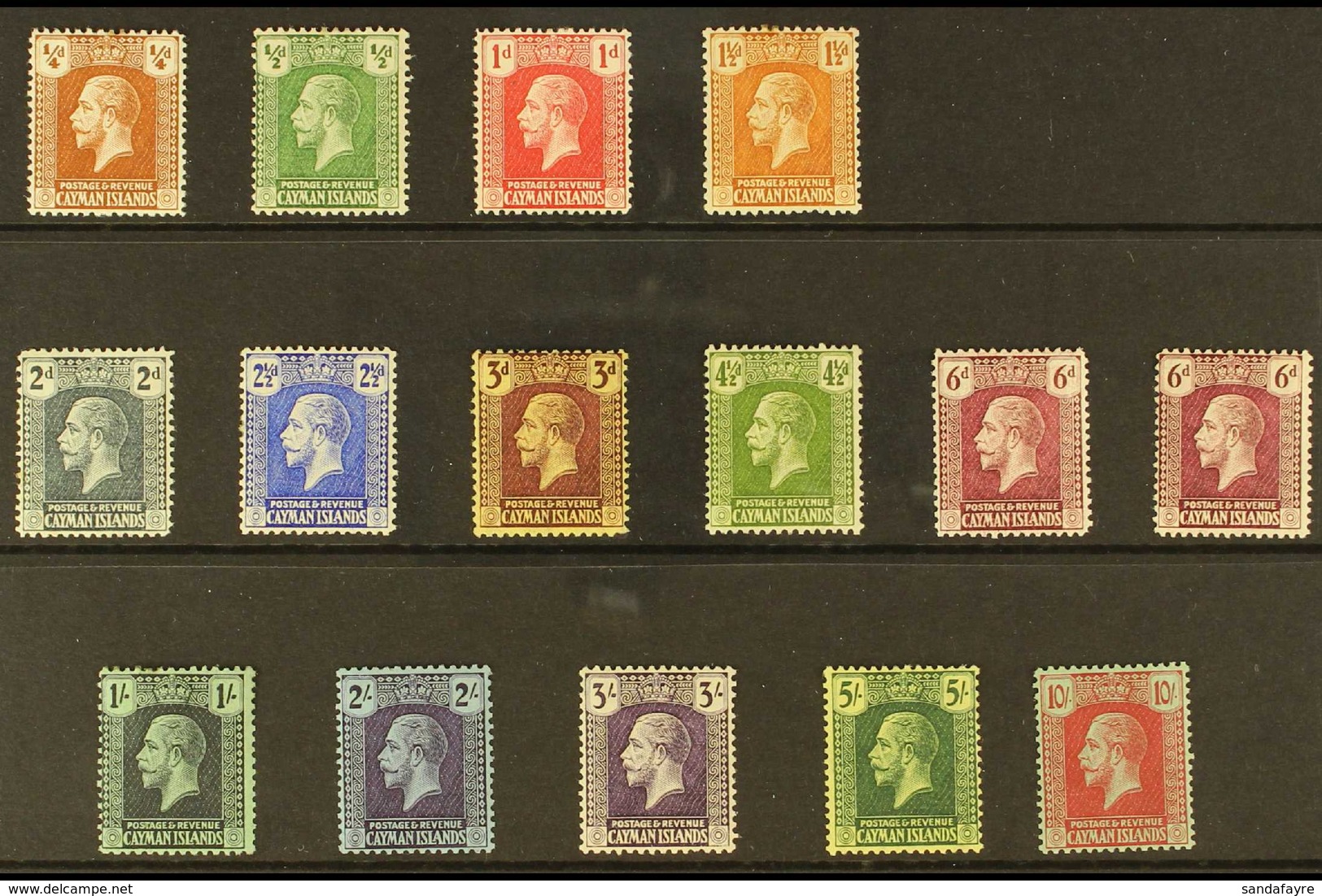 1921-26 Script Wmk Definitive Set Plus 6d Shade, SG 69/83, Very Fine Lightly Hinged Mint (15 Stamps) For More Images, Pl - Cayman Islands