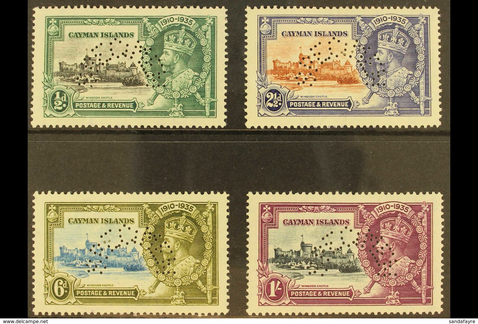 1935 Silver Jubilee Set, "SPECIMEN" Perfins, SG 108s/11s, Fine Mint (4). For More Images, Please Visit Http://www.sandaf - Cayman Islands