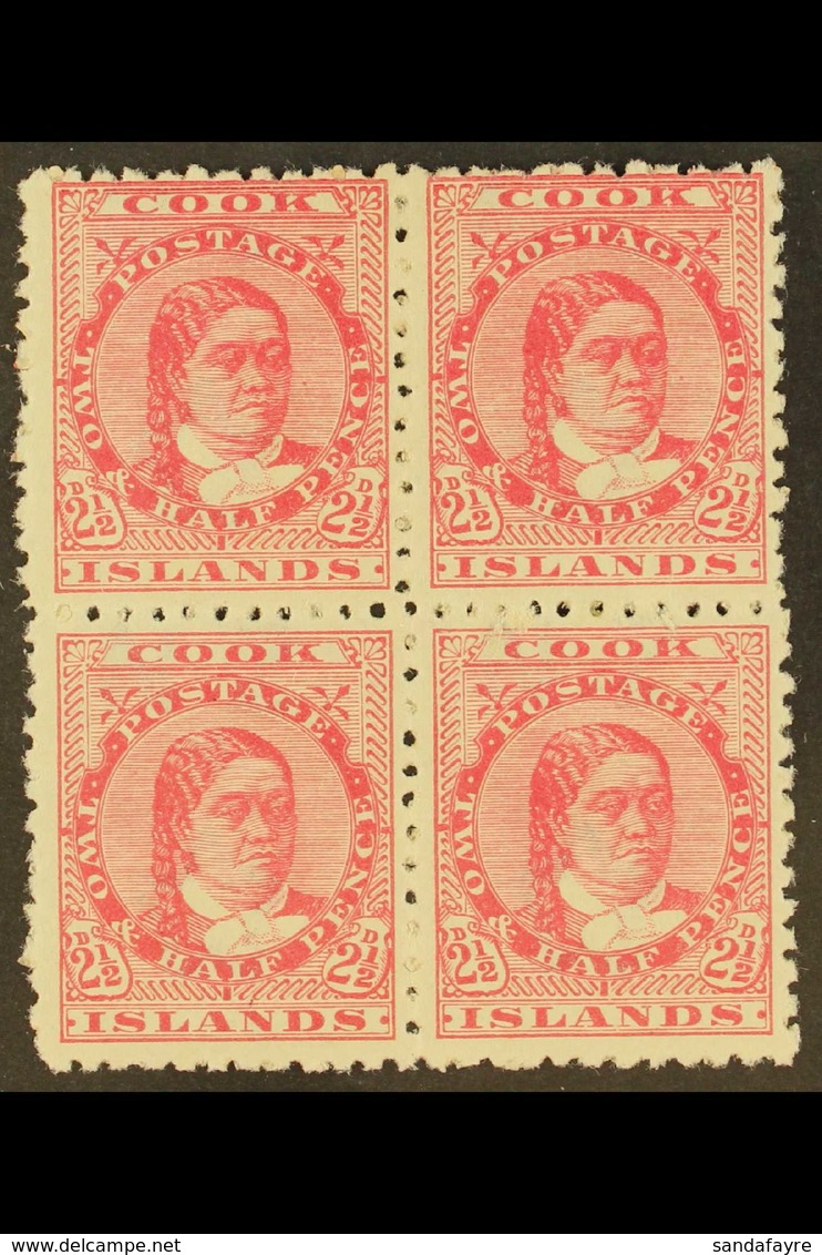 1893-1900 2½d Rose Queen, SG 8, Very Fine Mint Block Of Four, Scarce Multiple. For More Images, Please Visit Http://www. - Cook Islands