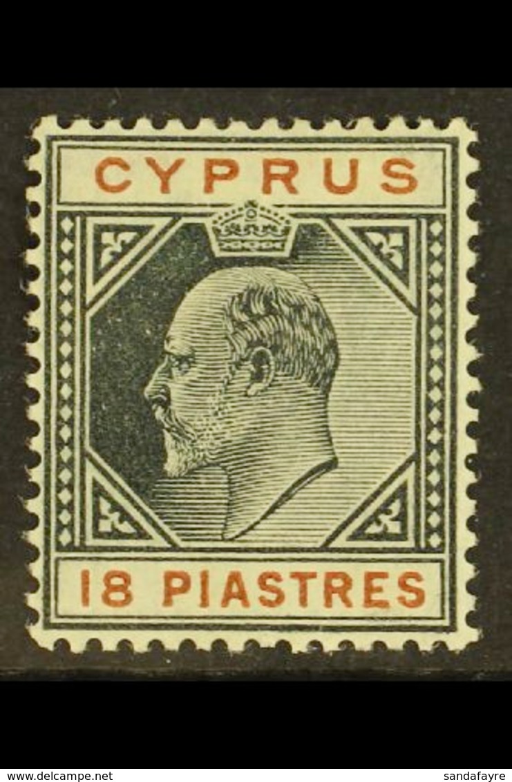 1902-04 18pi Black And Brown, Watermark Crown CA, SG 58, Fine Mint. For More Images, Please Visit Http://www.sandafayre. - Other & Unclassified