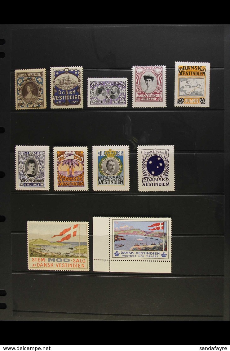 CHRISTMAS SEALS 1908-16 Never Hinged Mint, Also MOD SALGET Labels (2 Diff) Nhm, A Fine Lot. (11 Stamps) For More Images, - Danish West Indies
