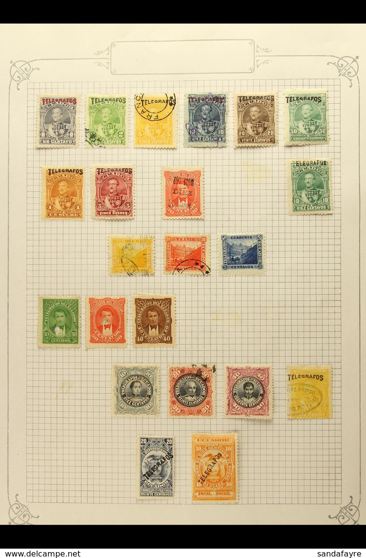 TELEGRAPHS 1892-1938 Mint Or Used Range Displayed On Album Pages, Includes 1892 Set To 5s, 1893 View Types Set Of Three, - Ecuador