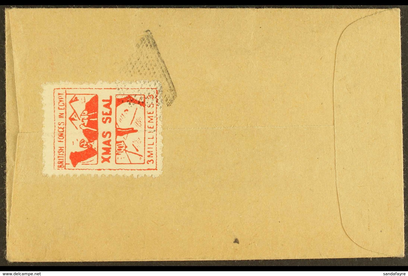 BRITISH FORCES IN EGYPT 1935 (29 Dec) 3m Pale Vermilion Christmas Seal (SG A6a) Tied On Neat Tiny Envelope To England. N - Other & Unclassified
