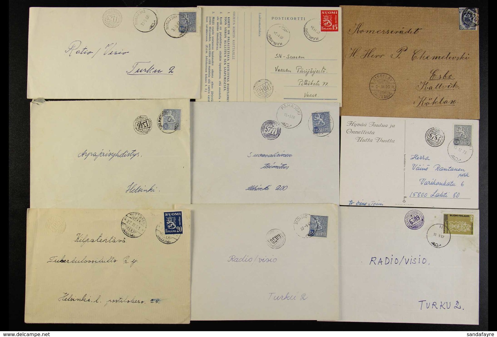 1900's-1970's RURAL POSTAL ROUTES NUMERAL CANCELS ON COVERS. An Interesting Collection Of Commercial Covers Bearing Vari - Other & Unclassified
