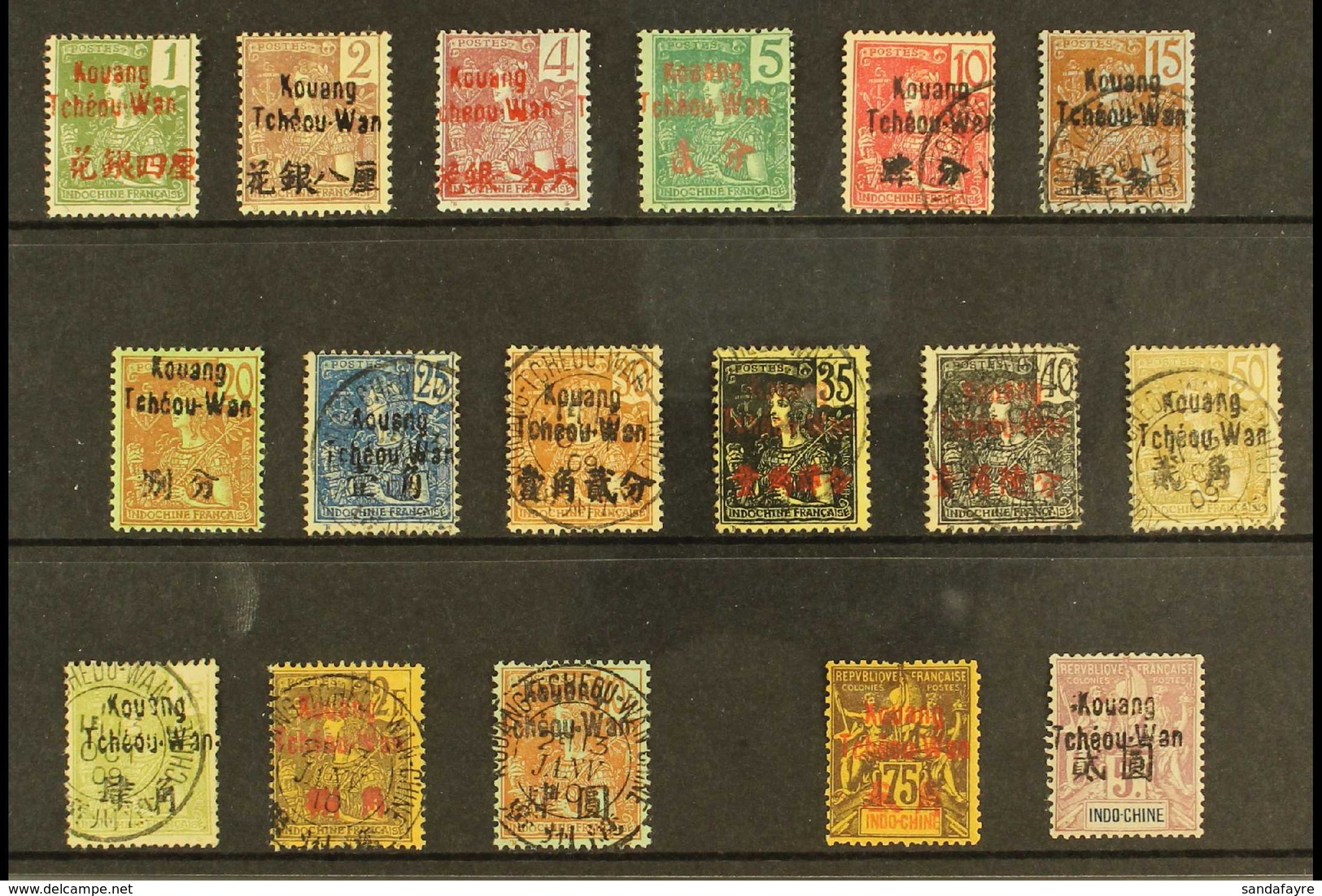 KOUNG TCHEOU 1906 Stamps Of Indo-China Overprinted, Complete Set Mint Or Superb Used With Large Kauang Tcheou Wan Cds Ca - Other & Unclassified