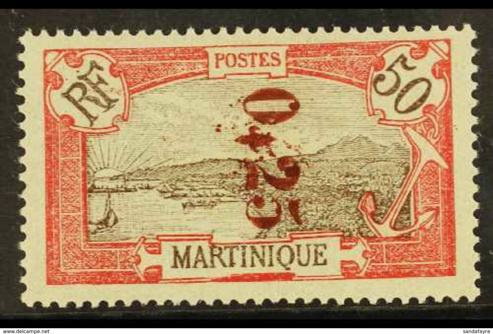 MARTINIQUE 1924 25c On 50c Red, Yv 109, Very Fine Mint For More Images, Please Visit Http://www.sandafayre.com/itemdetai - Other & Unclassified