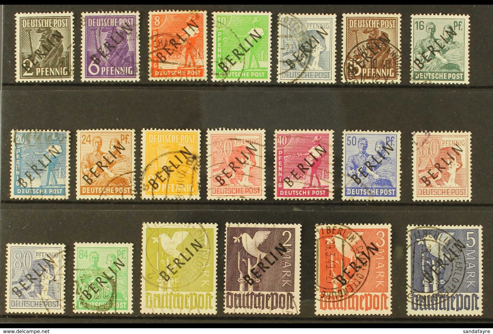 1948 "BERLIN" Overprinted Complete Definitive Set, Mi 1/20, SG B1/B20, Very Fine Used With Andreas Schlegel Photo Certif - Other & Unclassified