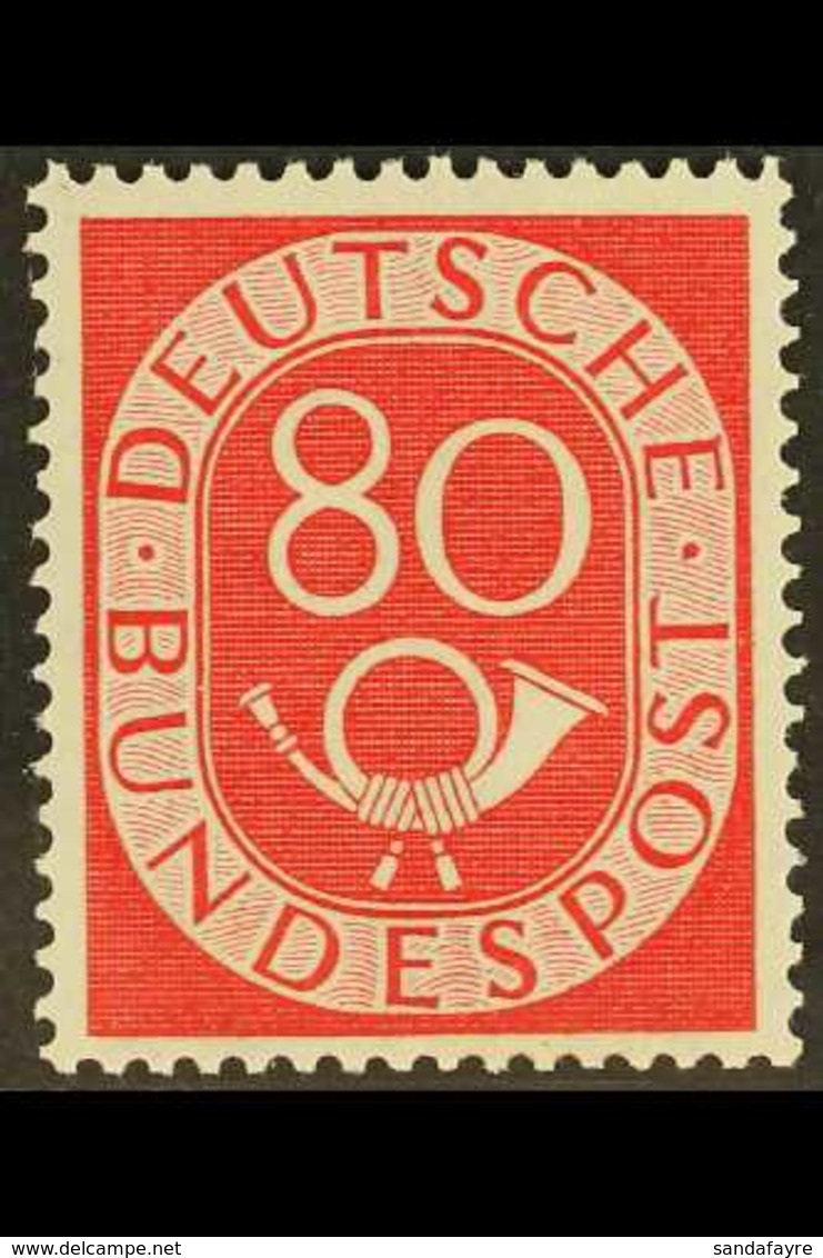 1951-52 80pf Rose-red Posthorn (Michel 137, SG 1059), Superb Never Hinged Mint, Expertized Schlegel BPP, Very Fresh. For - Autres & Non Classés