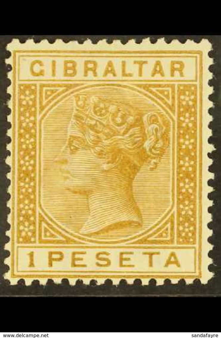 1889-1896 1 Peseta Bistre, SG 30, Fine Mint For More Images, Please Visit Http://www.sandafayre.com/itemdetails.aspx?s=6 - Gibraltar