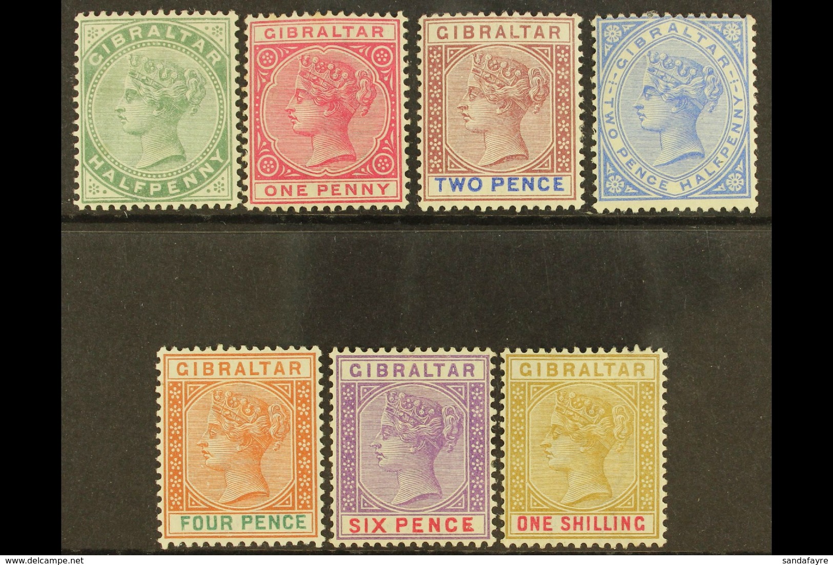 1898 Re-issue In Sterling Complete Set, SG 39/45, Fine Mint. (7 Stamps) For More Images, Please Visit Http://www.sandafa - Gibraltar