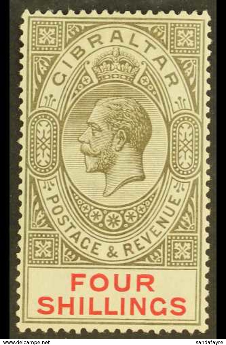 1921-27 (wmk Mult Script CA) 4s Black And Carmine, SG 100, Very Fine Mint. For More Images, Please Visit Http://www.sand - Gibraltar