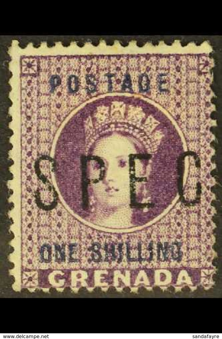 1875 1s Deep Mauve Surcharge With Large "SPEC(IMEN)" Overprint, SG 13s, Fine Mint (no Gum). Rare! For More Images, Pleas - Grenada (...-1974)