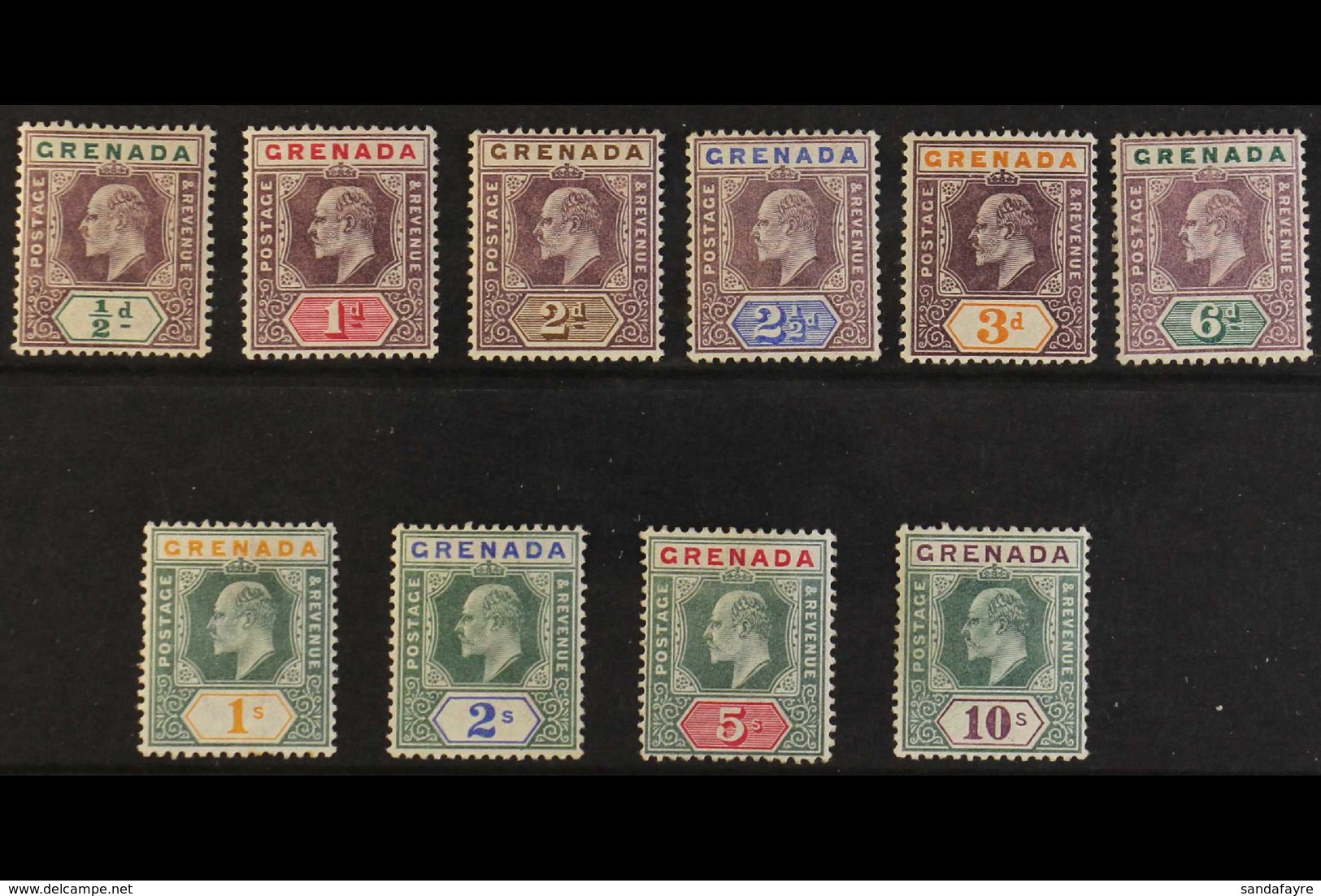1902 Ed VII, Wmk Crown CA, Complete Set, SG 57/66, Very Fine Mint. (10 Stamps) For More Images, Please Visit Http://www. - Grenada (...-1974)