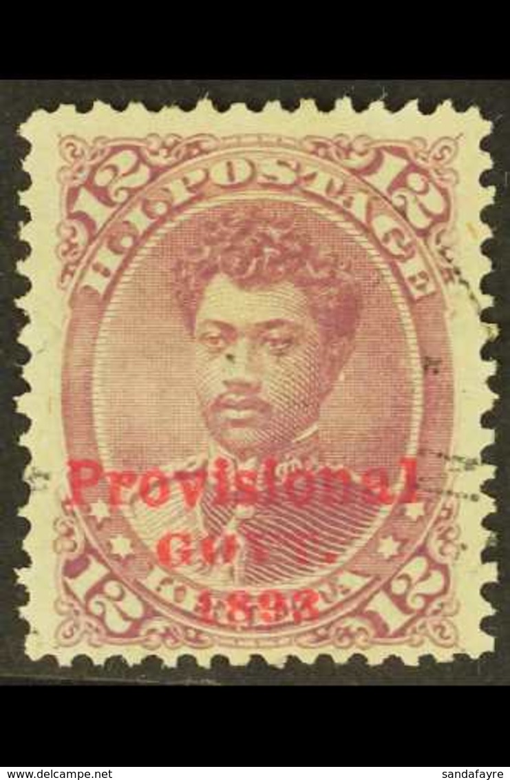 1893 12c Red Lilac "Provisional Govt." Overprint In Red, Scott 63, Fine Used With Light Cds Cancel, Very Fresh. For More - Hawaii