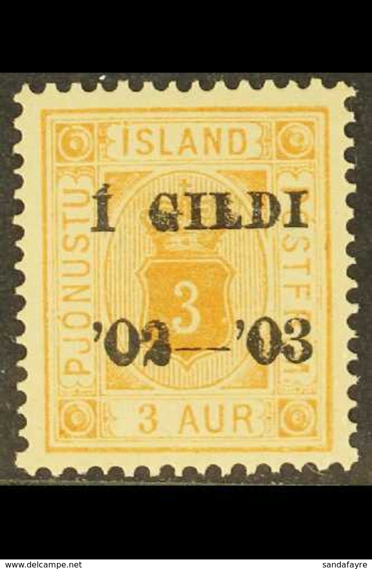 OFFICIAL 1902 (Dec) 3a Orange-ochre, Perf 14 X 13½, Overprinted ""I GILDI", (SG O88, Facit Tj 15b, Michel 10 A) - A Stun - Other & Unclassified