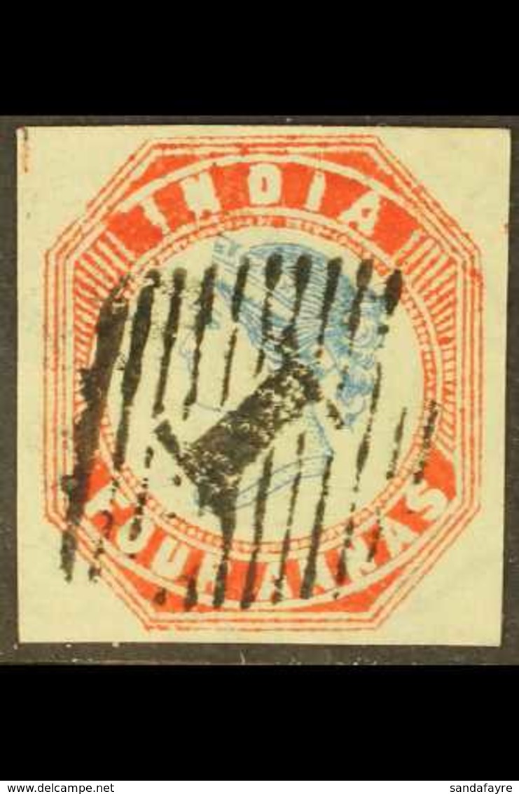 1854-55 4a Pale Blue And Pale Red, 4th Printing, SG 24, Fine With Four Good Margins And Meat Full "1" In Diamond Of Bars - Other & Unclassified