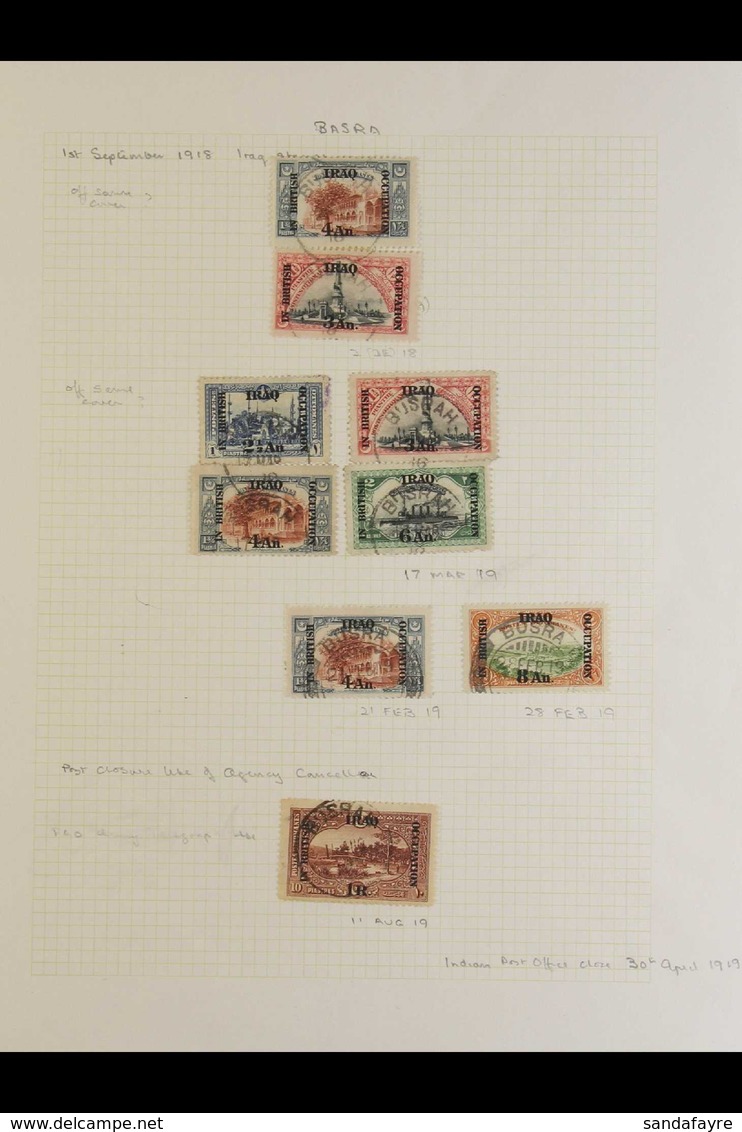 BRITISH OCCUPATION - BASRA POSTMARKS 1918-1919 Fine Range Of "IN BRITISH OCCUPATION" Surcharged Stamps To 1R On 10pi Wit - Iraq