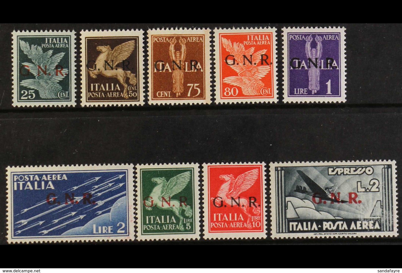 ITALIAN SOCIAL REPUBLIC (RSI) 1944 Airmail Set Including The Air Express Stamp Overprinted "G.N.R." In Verona, Sassone S - Unclassified