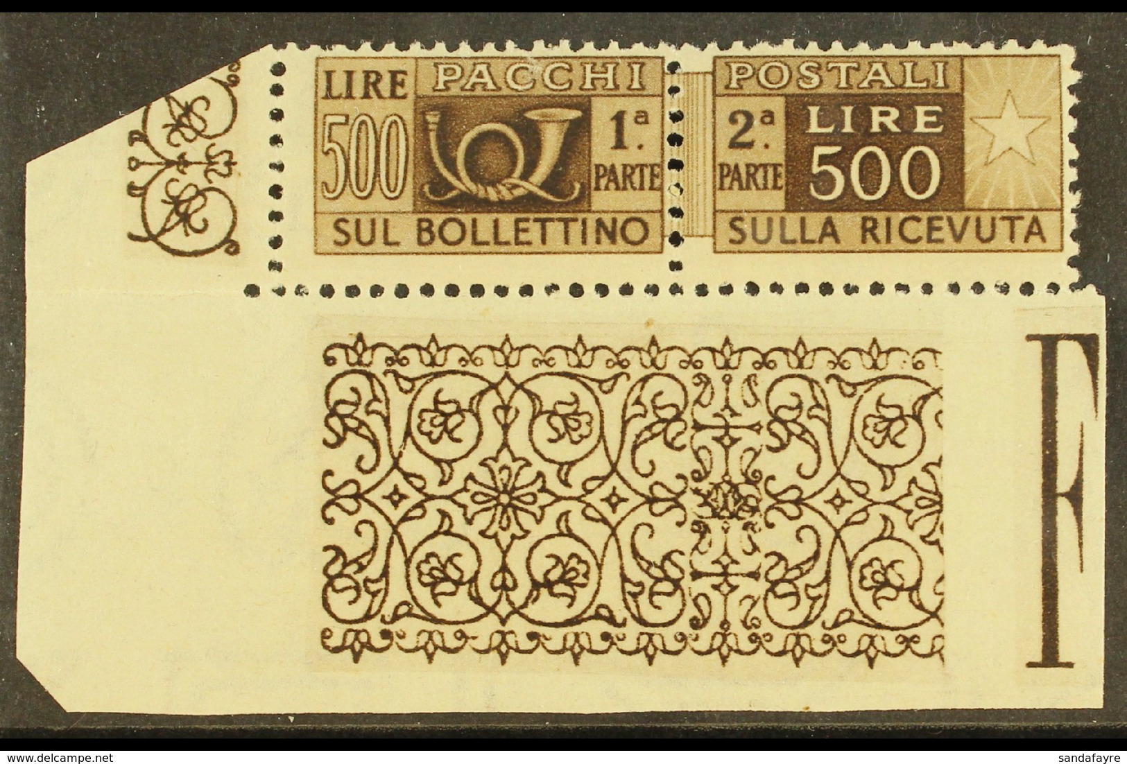 PARCEL POST 1946-51 500L Deep Brown, Watermark Sideways, Sass 80, Never Hinged Mint Horiz Pair With Engraved Margins To  - Unclassified