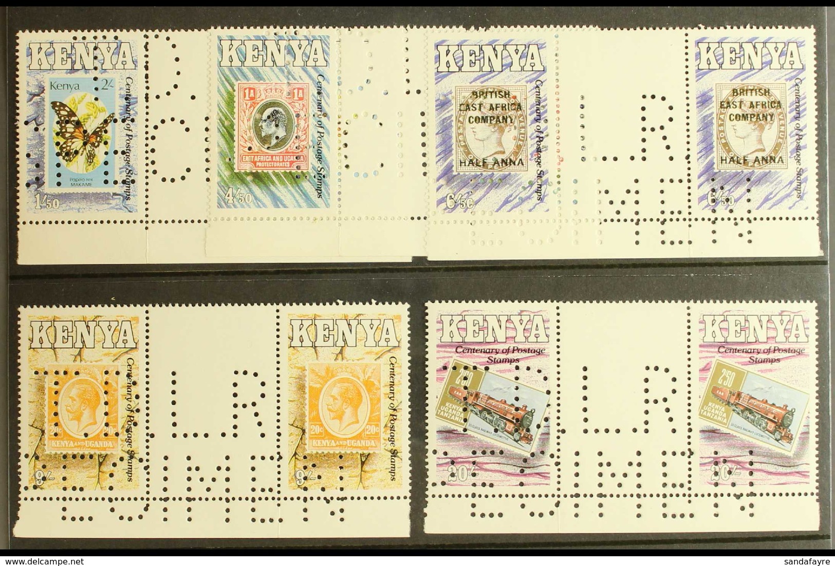 1990 POSTAL CENTENARY - DLR SPECIMENS Centenary Of Postage Stamps In Kenya Set (SG 547/51) In Never Hinged Mint Gutter P - Kenya (1963-...)