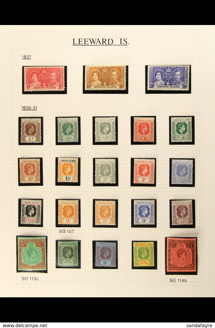 1937-52 FINE MINT COLLECTION On Pages. Inc 1938-51 Definitive Set Of All Values Plus Most Omnibus Sets. Lovely (30+ Stam - Leeward  Islands