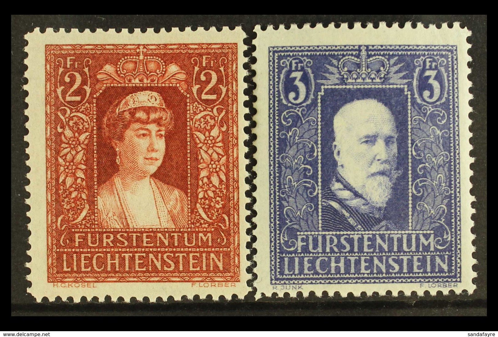 1933 2fr Reddish Brown And 3fr Lilac Prince And Princess, Mi 140/141, Very Fine Mint. (2 Stamps) For More Images, Please - Other & Unclassified