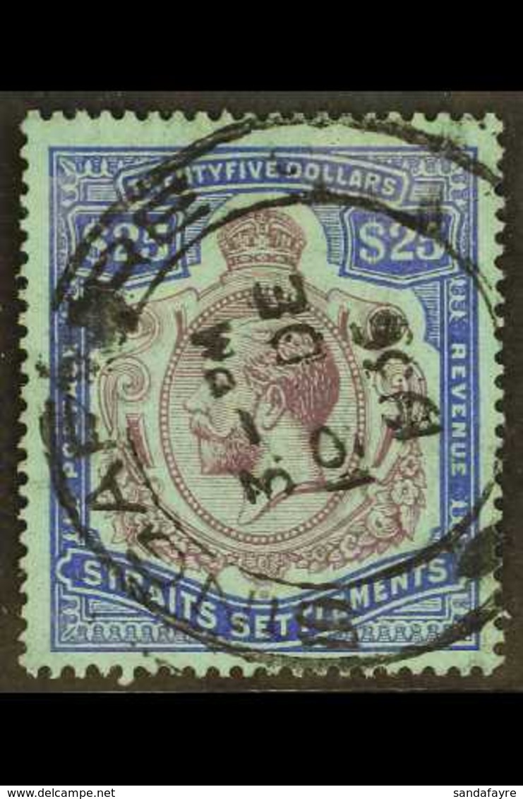 1921 - 33 $25 Purple And Blue On Blue, Wmk Script, SG 240b, Very Fine Used. For More Images, Please Visit Http://www.san - Straits Settlements