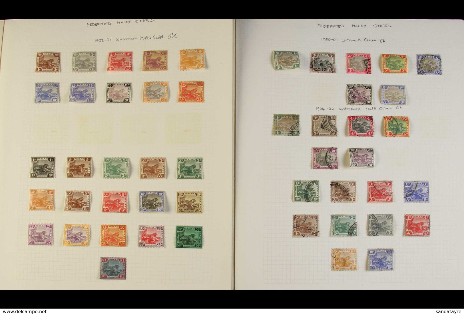 FEDERATED MALAY STATES 1900-34 All Different Mint Or Used Collection On Album Pages, Includes 1900-01 (wmk Crown CA) 1c  - Other & Unclassified