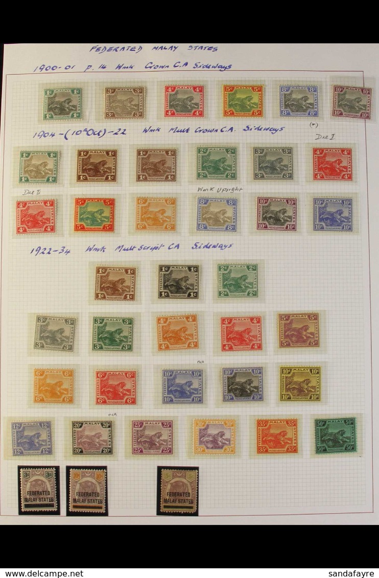 FEDERATED MALAY STATES 1900-1922 MINT COLLECTION In Hingeless Mounts On A Page, All Different, Includes 1900 Opts On Neg - Other & Unclassified