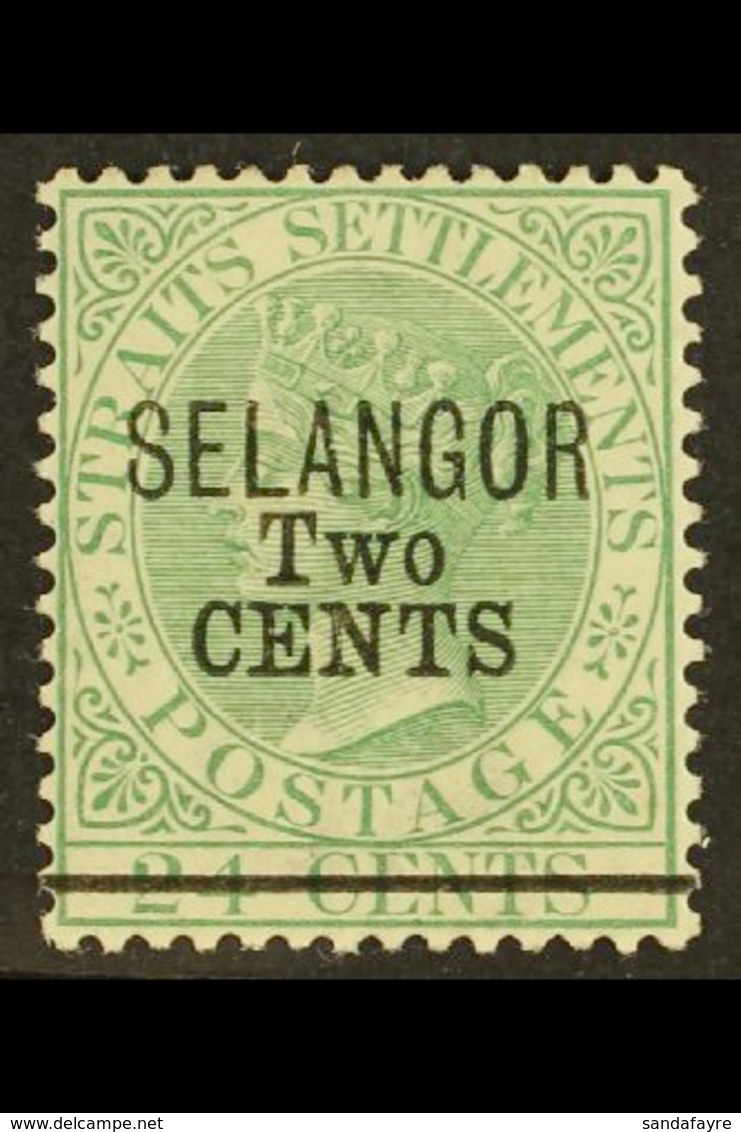 SELANGOR 1891 2c On 24c Green, SG 46, Superb Mint. Scarce Stamp. For More Images, Please Visit Http://www.sandafayre.com - Other & Unclassified