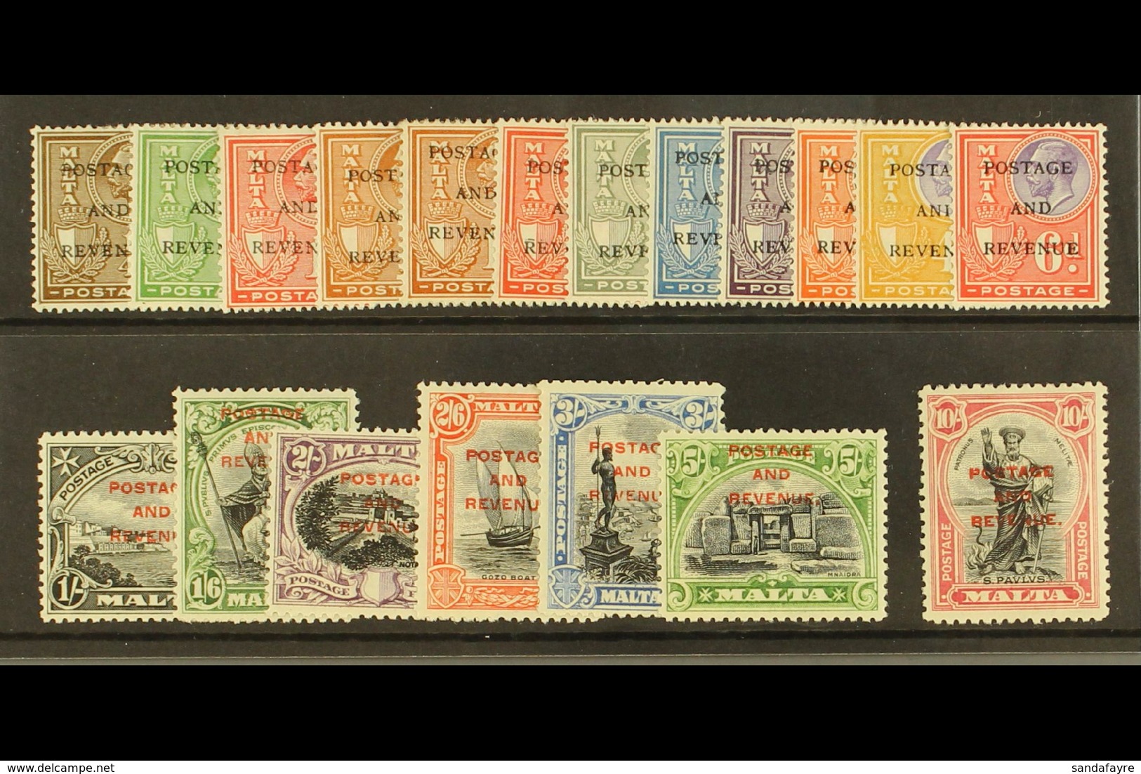 1928 St Paul, Postage And Revenue Ovpt Set Complete, SG 174/92, Very Fine And Fresh Mint. (19 Stamps) For More Images, P - Malta (...-1964)