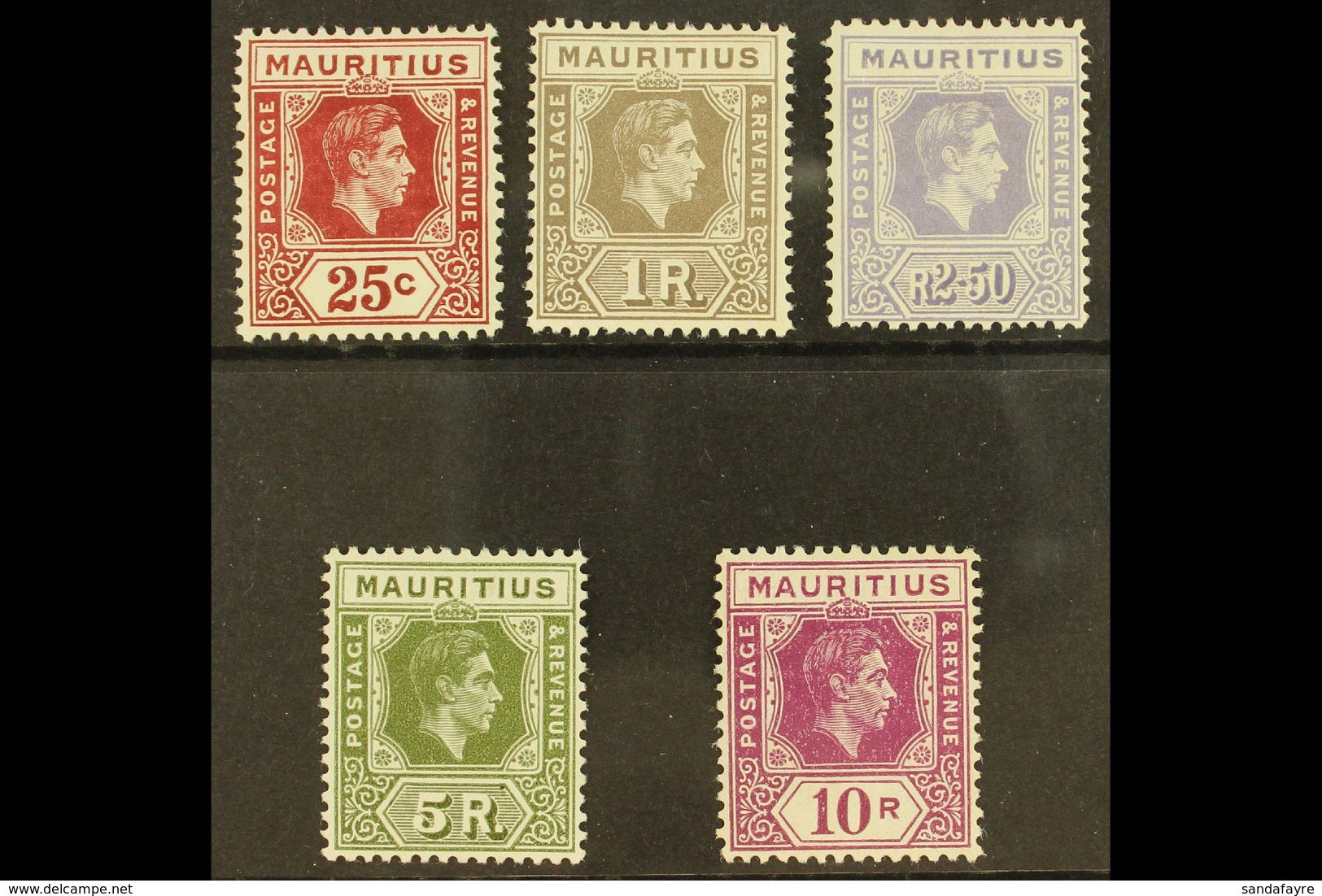 1938-49 Ordinary Paper Set, SG 259b/63a, Very Fine Mint (5 Stamps) For More Images, Please Visit Http://www.sandafayre.c - Mauritius (...-1967)