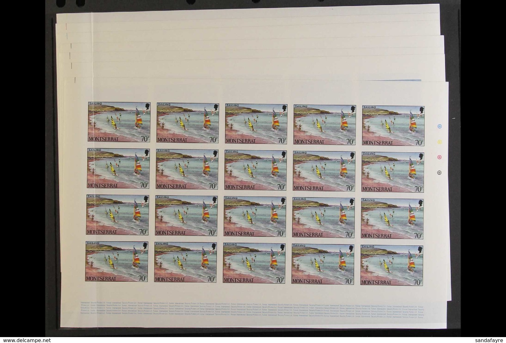 1986 IMPERF PROGRESSIVE COLOUR PROOFS - HALF SHEETS Of 20. An Attractive, Never Hinged Mint Collection Of IMPERF PROOFS  - Montserrat