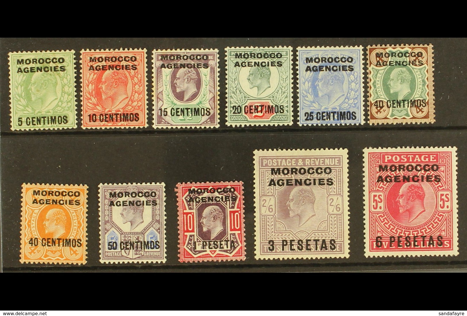 SPANISH CURRENCY 1907-12 KEVII Definitive Set To 6p On 5s, SG 112/22, Fine Mint (11 Stamps) For More Images, Please Visi - Other & Unclassified