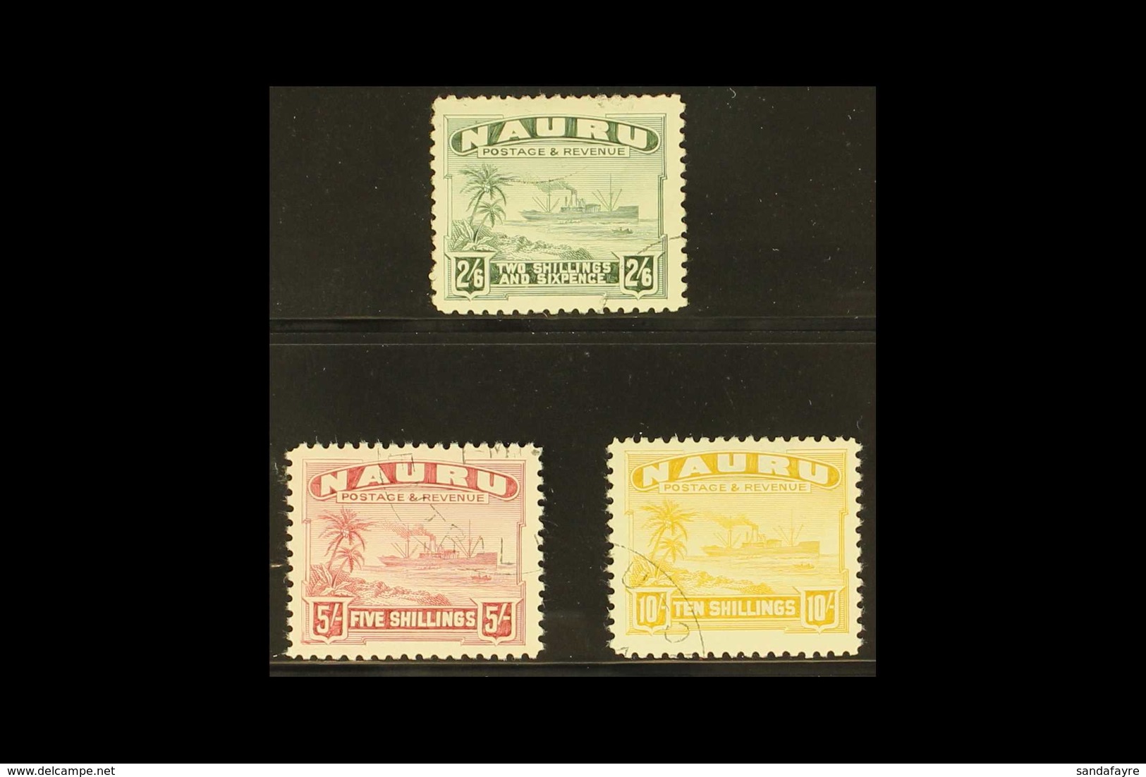1924-48 2s6d, 5s & 10s Freighter Top Values White Papers, SG 37B/39B, Very Fine Cds Used, Fresh. (3 Stamps) For More Ima - Nauru