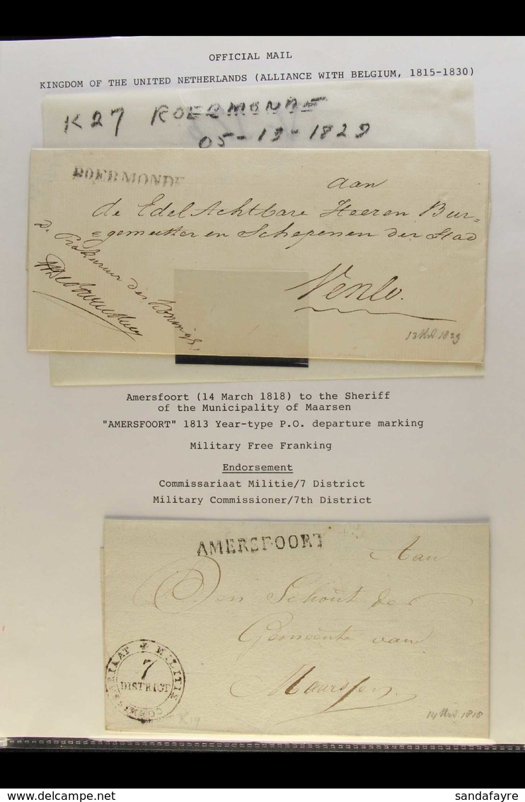 1815-1888 OFFICIAL MAIL Fascinating Group Of Stampless Covers, Entires, Printed Cards Etc. Note 1818 Military Free Frank - Altri & Non Classificati