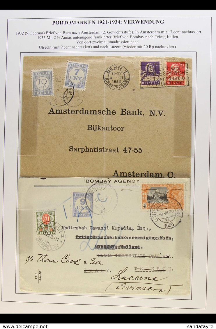 1924-1949 COVERS BEARING NETHERLANDS POSTAGE DUE STAMPS Incoming Covers Comprising 1924 From England, 1931 From India, 1 - Other & Unclassified